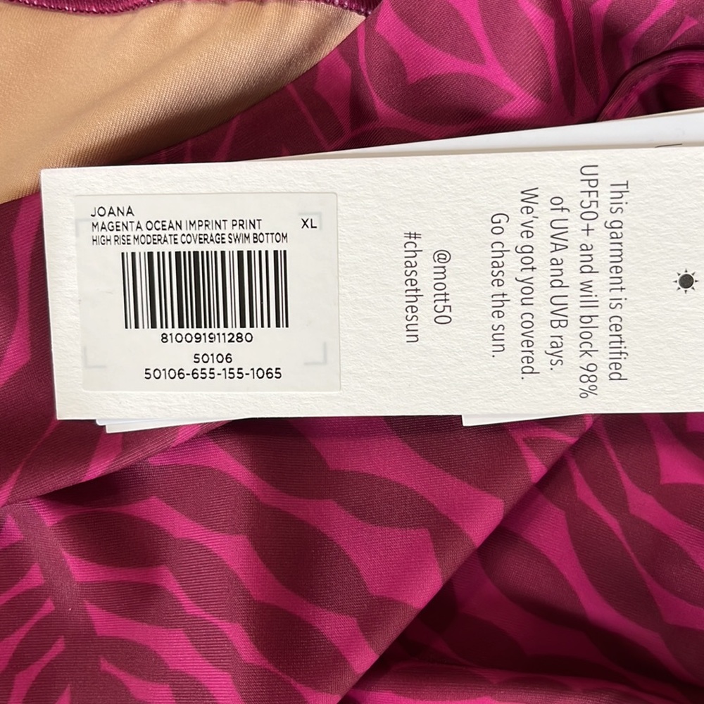Mott 50 Joana High Rise Swim Bottom in Magenta Ocean Imprint Print - Picture 10 of 10